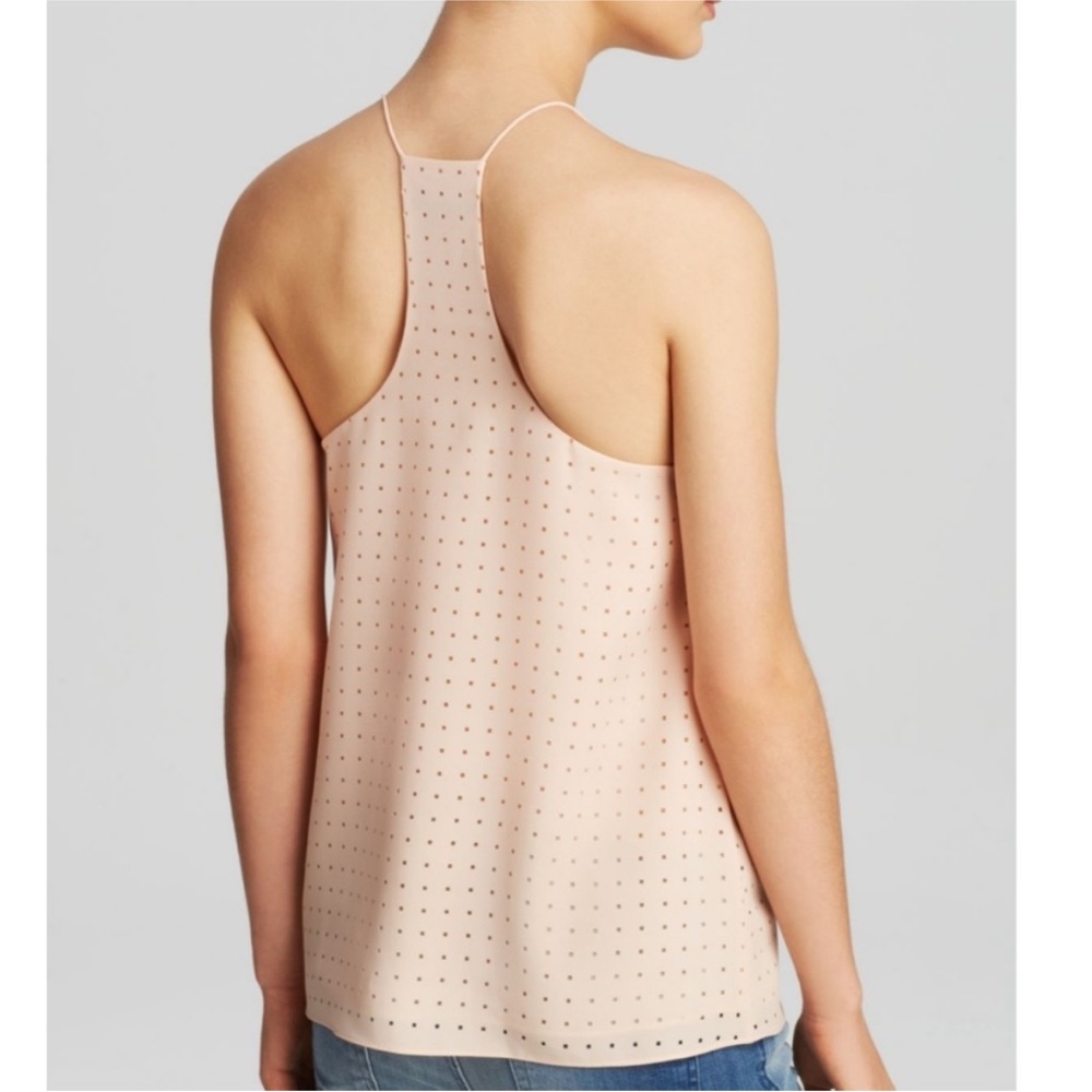 tibi Blush Perforated Laser Cut Racerback Silk Tank Top Size 0